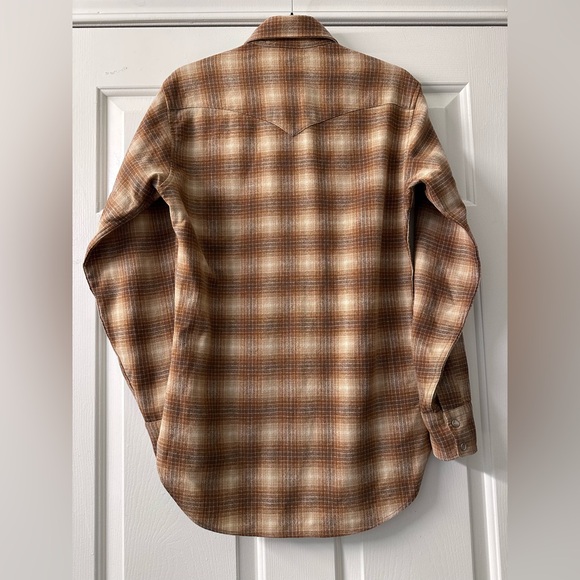 Pendleton Vintage High Grade Brown Western Wear Pearl Snap Wool Plaid Shirt - Picture 3 of 10